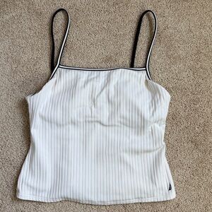 Nautica Ladies Cream / Ecru Pinstripe Tankini Swim Top. Size 6